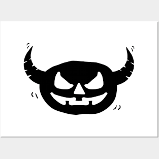 horned pumpkin for halloween theme Posters and Art